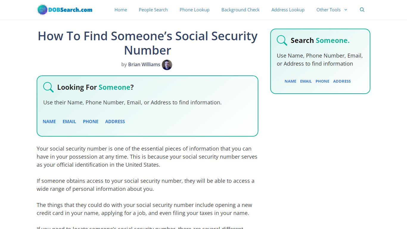 How To Find Someone's Social Security Number - DOBSearch.com